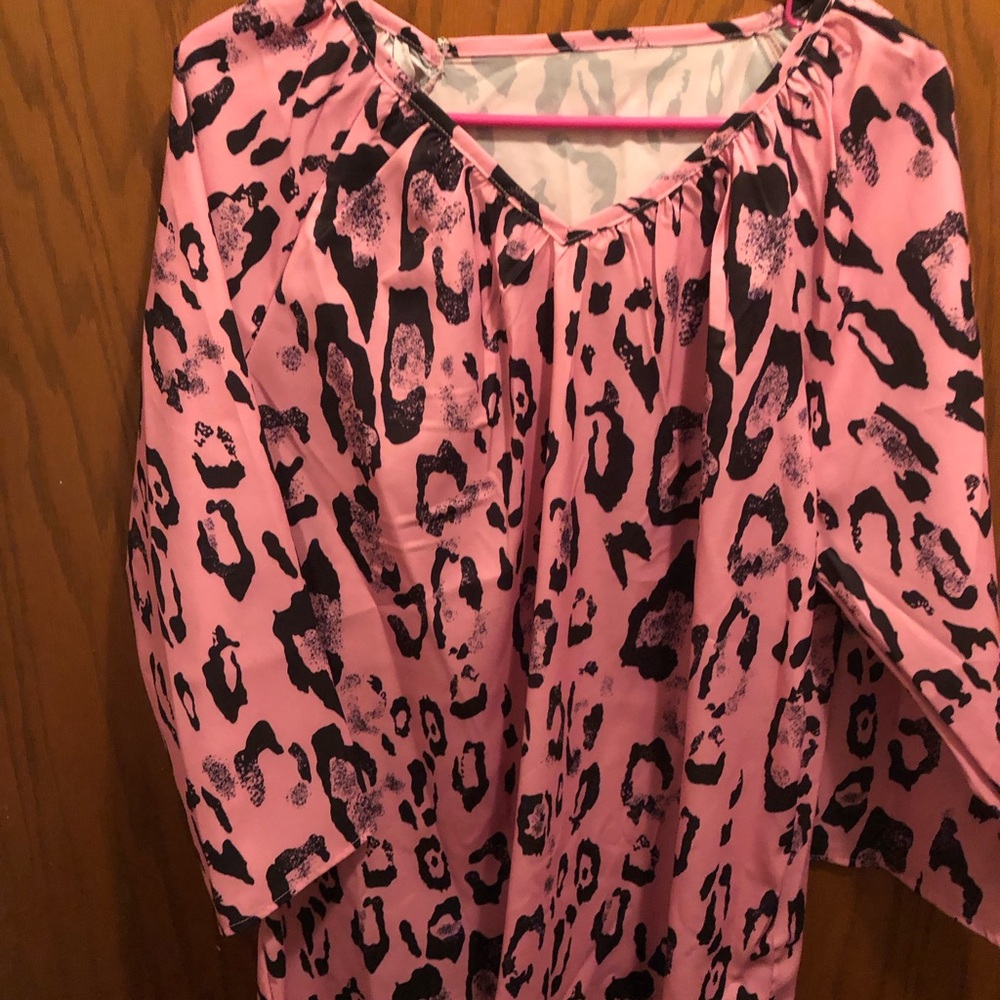 Pink Leopard Print Blouse